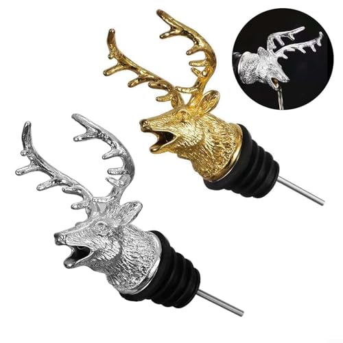 Image of Gold Deer Head Elegant Liquor Bottle Pourer, Ideal for Home Dining, Parties and Gifting