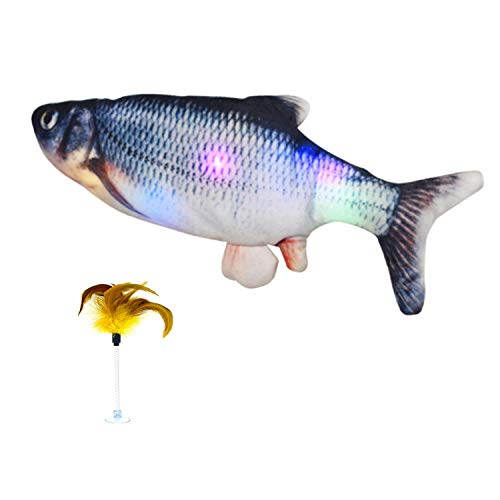 最安値 Vesiri 猫用ぬいぐるみ 電動魚 おもちゃ 振る魚リアル ピクピク動く Usb充電式 Ledライト付き 歌うでき 猫遊び 運動不足 ストレス解消対策 猫おもちゃ 羽棒付きの価格比較