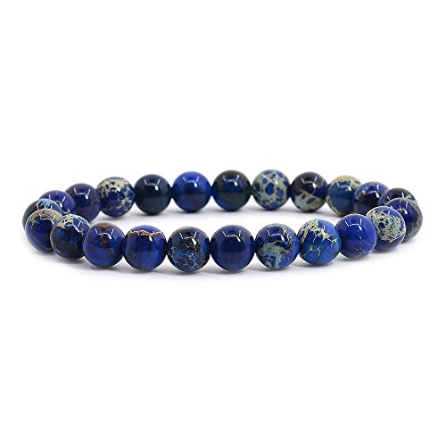 Image of Justinstones Gem Semi Precious Gemstone 8mm Round Beads Stretch Bracelet 7 Inch Unisex