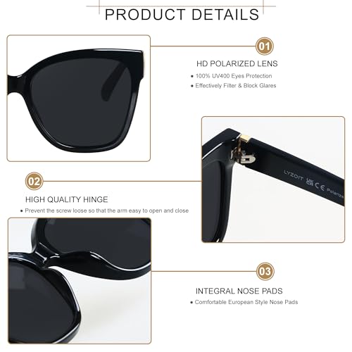 LYZOIT Trendy Oversized Cat Eye Polarized Sunglasses for Women Big Large Cateye Sun glasses3