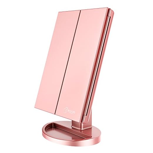 BESTOPE Makeup Mirror with Lights 21 Led Vanity Mirror with 2X/3X Magnification,Touch Screen,Portable Lighted Makeup Mirror 180 Degree Rotation Dual Power Supply