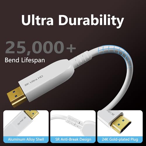 Anehmeta 8K Fibre Optic HDMI Cable 10 Metres, Long Active HDMI 2.1 Cable 48 Gbps Ultra High Speed 8K @ 60Hz 4K @ 120Hz HDR10 eARC 3D HDCP 2.3 Compatible with Laptop, Monitor, PS5, PS4, Xbox, HDTV - Image 5