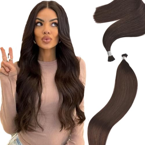 DIYOMO I Tip Hair Extensions 14 Inch Chocolate Brown (50g)