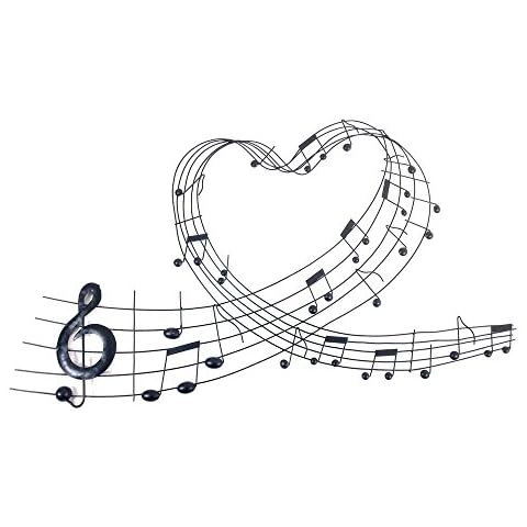 Escultura de pared de metal con notas musicales en forma de corazón Cover