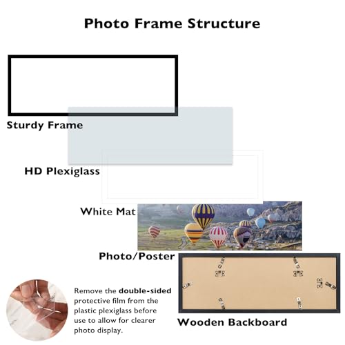 Image of JCJMY 12x30 Picture Frame with 9x27 Mat, Display Photo 9x27 with Mat or 12 x 30 Without Mat, Wall Hanging Large 12 by 30 Poster Frame with Plexiglass, Black