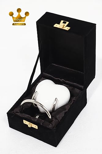 Royal Rapture Urn for Ashes Funeral Memorial Cremation Keepsake Love Urns Decorative Brass Heart with Stand (White Plain, 3") RHM03-01 - Image 3