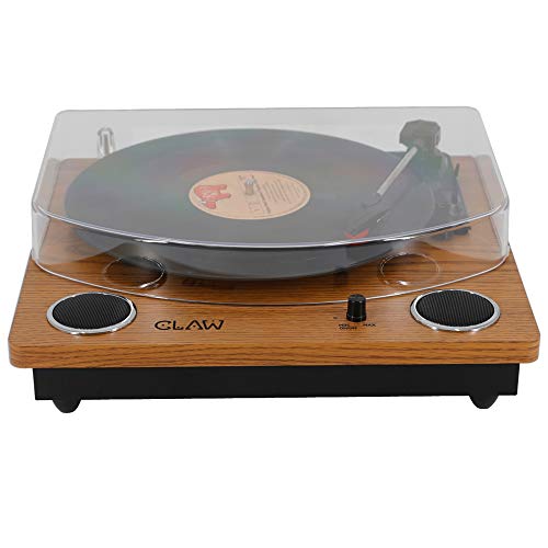 Image of CLAW Stag Vinyl Record Player 3 Speed Turntable with Built-in Stereo Speakers and USB Digital Conversion Software for PC (Brown Wood) (Stag Superb Plus Wood) (Stag Superb Plus Wood)