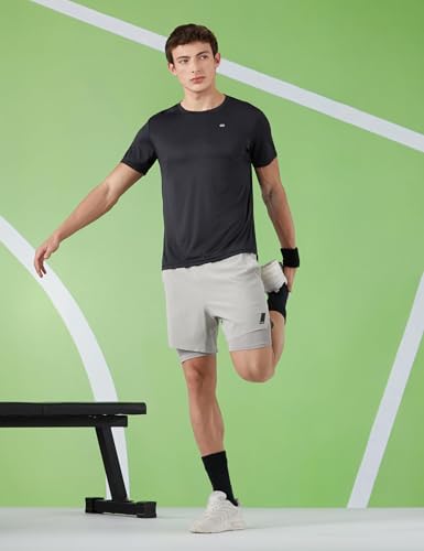 Image of Amazon Brand - Symbol Men's Solid Active Regular Fit Sports T-Shirt | Round Neck | Half Sleeve (Available in Plus Sizes)