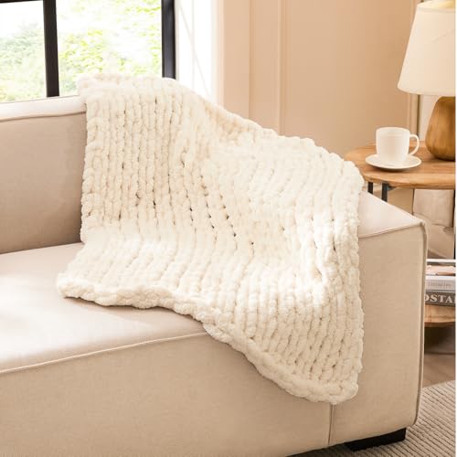 L'AGRATY Chunky Knit Blanket Throw: Chenille...