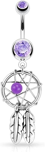 Miniatura 7 de Joyería de joyería para atrapasueños de acero quirúrgico con diseño de estrella tejida de acero quirúrgico para ombligo, 0.49oz, Mod-RTY-895-861