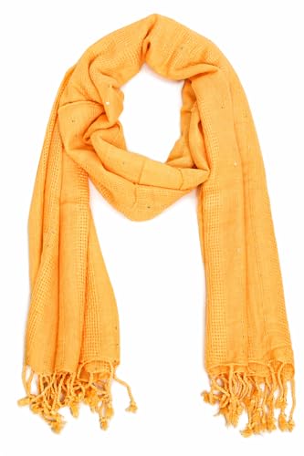 Image of Solid Sequin Stole with Tassels for Women & Men - Soft Lightweight Rayon Fabric | Available in 10+ Colours | 70 x 180 cm