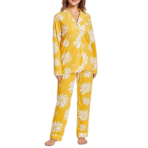 Image of Tugege Pajamas Set Long Sleeve Sleepwear Womens Button Down Nightwear Pj Sets