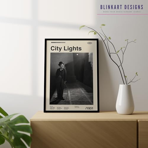 Image of BLINKART City Light (1931) Movie Poster Frame 8x12 Inch | Premium 300 GSM Paper Wall Print | Mid Century Vintage Film Artwork for Home, Bedroom, Living Room, Office | Framed Photo Decor
