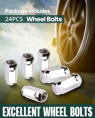 Image of SCITOO 24pcs 14x1.5 Wheel Lug Nuts Set Tall 1.72 * 0.90 Closed End Lug Nuts Replacement fit for Buick for Cadillac for Chevrolet for Ford for GMC for Lincoln for Saturn OEM Factory Chrome