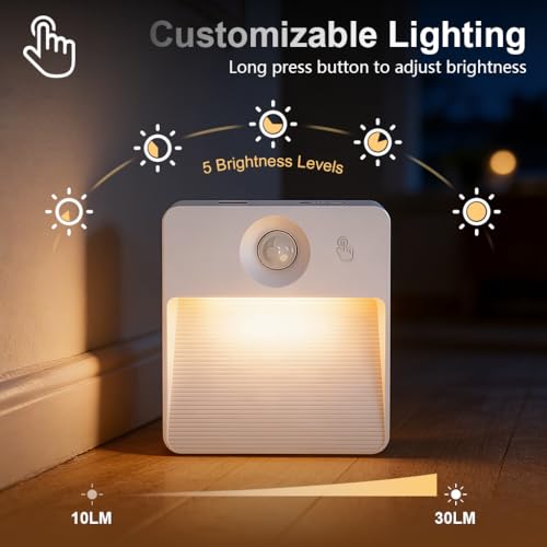 Image of ELEPHANTBOAT 2PCS RGB Motion Sensor LED Light, 16-Color Magnetic Wireless Rechargeable 3 Sensor Modes&Adjustable Brightness, Sensor Light for Home Indoor, Hallway, Staircase & Closet