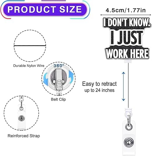 Image of Cute ID Badge Holder Set - Retractable Reel Clip with Lanyard for Easy Swipe Access, Stylish Name Tag Holder for Nurses, Doctors, Office Staff & Students (1 Set)(Black)