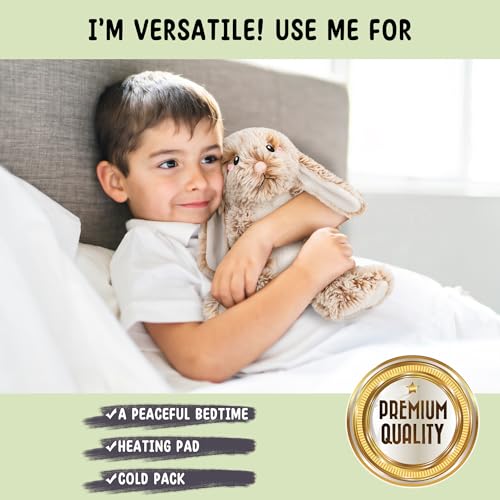 Image of Bunny Microwavable & Weighted Stuffed Animals - 1.5 Lbs Unscented Heating Pad for Period Cramps Pain Relief and Anxiety, Cute Bunny Plush Toys Gifts for Women Girls Adults and Kids by Happy Fuel