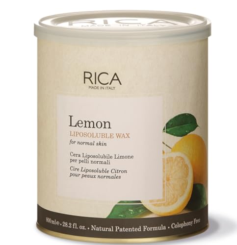 Image of Rica Lemon Liposoluble Painless Hair Removal Wax For Men & Women| Quick & Easy Tan Removal Waxing for Normal Skin| 800 ml, Pack of 1