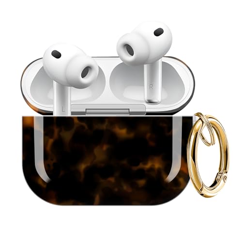 Compatible for AirPod Pro 3 Case Cover Shockproof for Women & Girls | with Golden Round Buckle | Protective Anti-Drop Design | Luxury Brown Leopard