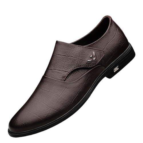 YZABEL Men's Oxfords Men's Dress Shoes Business Oxford Shoes Fashion Slip-On Round Toe Lug Sole Anti-Slip Mid Chunky Heels Formal Dress Loafers Low Top