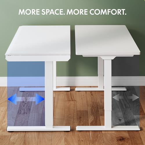 Image of FLEXISPOT One-Piece 48 inch Standing Desk with Acrylic-Front Drawer, Fast-Assembly Ergonomic Sit-to-Stand Desk with MDF Top, 4 Height Memory Presets Touch-Control, Home Office Computer Workstation, White