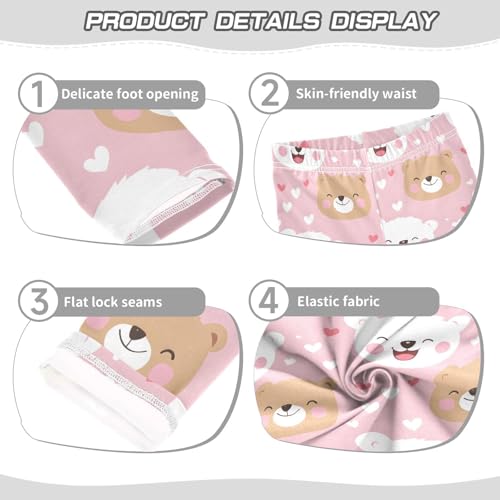 Cute Bear Love Heart Girls Leggings Soft Stretch Workout Yoga Dance Pants for Kids Casual Tights3