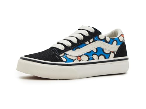 Image of Vans Unisex Kids Old Skool (Little Kid) Painted Floral Bright Azure 3 Little Kid Medium