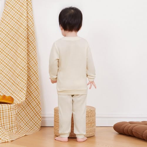 Kupretty Toddler Baby Boy Fall Winter Clothes Embroidery Waffle Knit Sweatshirt Pullover Tops + Casual Pants Outfit Set4