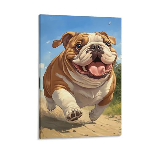 Impression sur toile bouledogue decoration murale salon tableau moderne 40x60cm