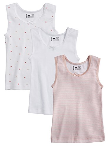 Sportoli Girls 3 Pack Cotton Tagless Cami White and Colored Tank Undershirts - Size 14-16