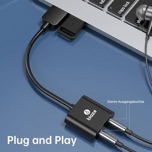 USB to 3.5mm Jack Audio Adapter External Sound Card with 3.5mm Headphone and Microphone TRS Jack to USB Compatible with Windows, Laptops, Desktops Windows, MAC, Linux, PC, PS5, PS4 - Image 3