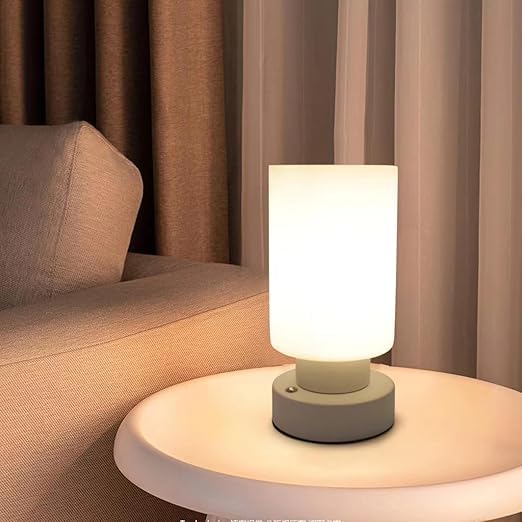Mahganya Bedsite Dimmable Small Nightstand Lamp for Bedroom, Modern Desk lamp with White Glass Lampshade