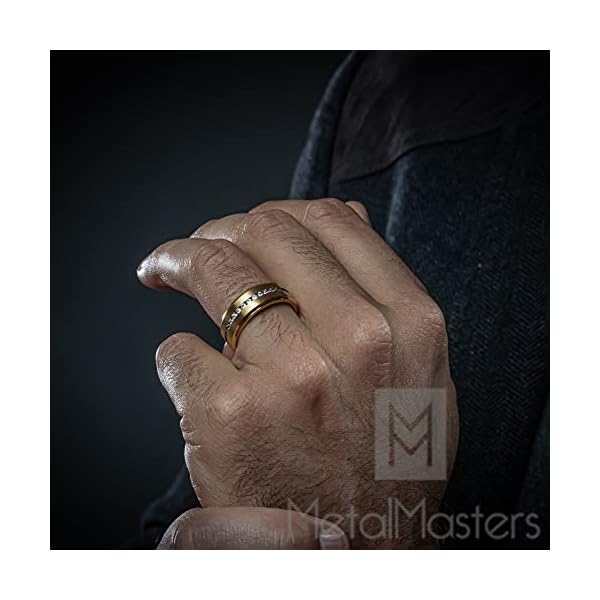 GoldTone Titanium Men's Eternity Wedding Band Ring with Cubic Zirconia CZ, Comfort Fit 8mm SZ 11 - Image 5