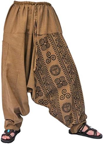 Siamrose Harem Pants for Men and Women, Baggy Pants, Aladdin Pants, Yoga Pants, One Size (Beige)