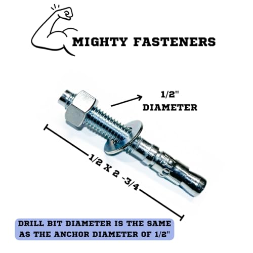 zinc-plated steel wedge anchors 1234 x 2-3434 - heavy-duty mounting bolts for concrete - 25 pack