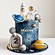Golden Space Cake Dekoration Weltraum Tortenaufleger Astronaut Rocket Stars Tortendekoration für zwei Der Mond Erste Reise um die Sonne Geburtstag BabyShower