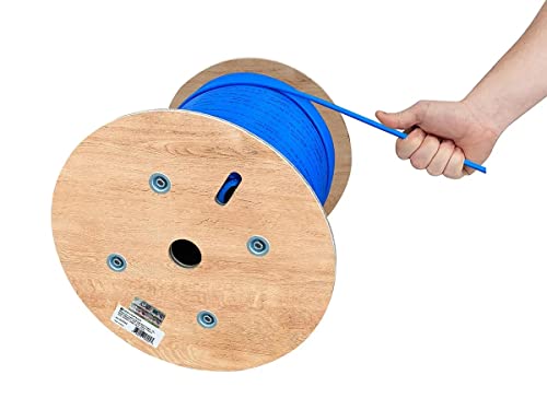 Image of Monoprice Cat6A Plenum Bulk Cable - UL, Solid, 650MHz, UTP, CMP, Bare Copper, 10G, 23AWG, TAA, for Computer Networking Cable, LAN, Modem, Router, 500 Feet, Blue