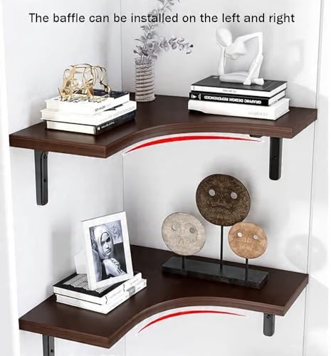 Image of Shoper cart Wooden Wall Shelves | Corner Wall Shelf | Book Shelf for Wall | Floating Wall Mounted Shelfs 5 Tier for Home Decoration Items, Brown, 40 x 30 x 16 cm, Pack of 2 (Brown)
