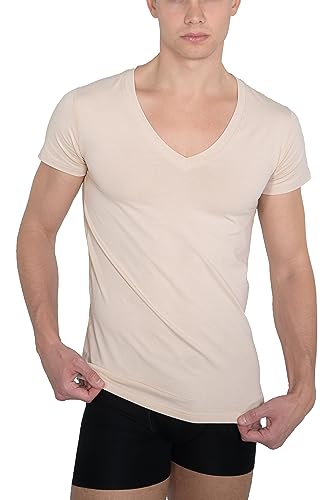 Invisible Organic Stretch Cotton Business Undershirt deep v-Neck