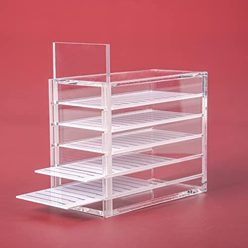 Parieo 1 Pack Acrylic Eyelash Pallet 5 Layers Eyelash Extension Storage Box Eyelashes Glue Pallet Holders Eyelash Display Storage Container Organizer