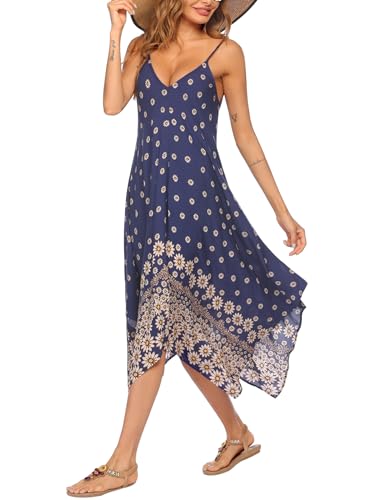 Image of Chigant Women's 2026 Summer Dress Casual Boho Sundress Spaghetti Strap Swimwear Cover Up Beach Flowy Midi Vacation Dresses