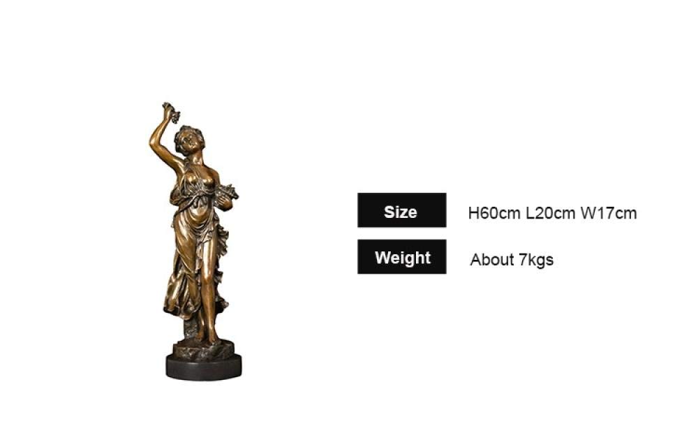 Amazon.co.jp: 彫刻ブドウのブロンズ像を持つ少女ブロンズ彫刻置物家の