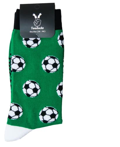 TwoSocks Socken - Fußball Football Basketball Tennis Mann Frau - Größe 36-46 - Strümpfe Socks Socke Strumpf lustig witzig (Fussball)