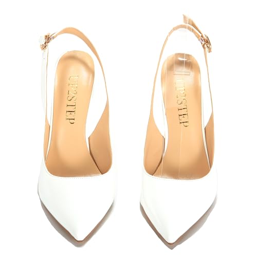 UP2STEP Women Pointed Closed Toe Slingback Stiletto Pumps Slip on Strap Wedding Party Backless Sandals4