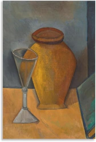 QSDTGHUIKP Pablo Picasso Illustrazione murale 《Vetro e libro》Pittura su tela