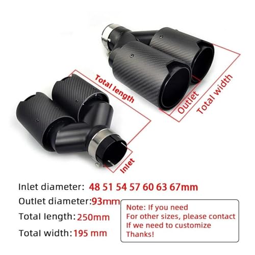 Tuyau d'échappement BMW Sporty en carbone noir mat 60-93mm