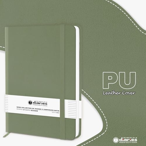 Image of Jhingalala Diaries - Hardbound Leather Cover Pocket Size Corporate Executive Diary Notebook I Pocket Diary For Men and Women I A6 Size I 80gsm Paper I 192 Ruled Pages (Forest Green)