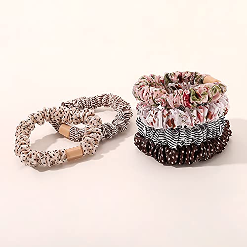 Image of Silk Hair Ties Satin Scrunchies - Small Mini Scrunchy for Women Thick Hair Accessories Cute Soft No Slip Hair Elastics Ponytail Holder for Curly Hair No Damage Hairties Gift for Girl