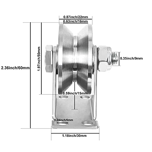 certbuy 2 pack 2 inch v groove wheel pulley 304 stainless steel silent pulley block heavy duty caster wheels sliding gate rollers pressure bearing pulley loading 880lb for handling and moving