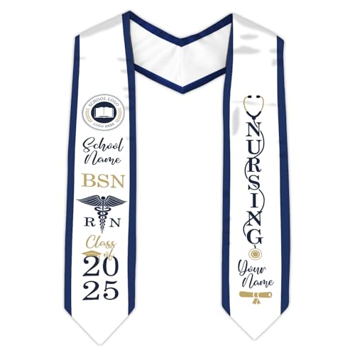 MonkeyVan Personalized Graduation Stole for Nursing Student, Nursing Stole Graduation 2025, RN Nursing Sash Grad Gifts S298